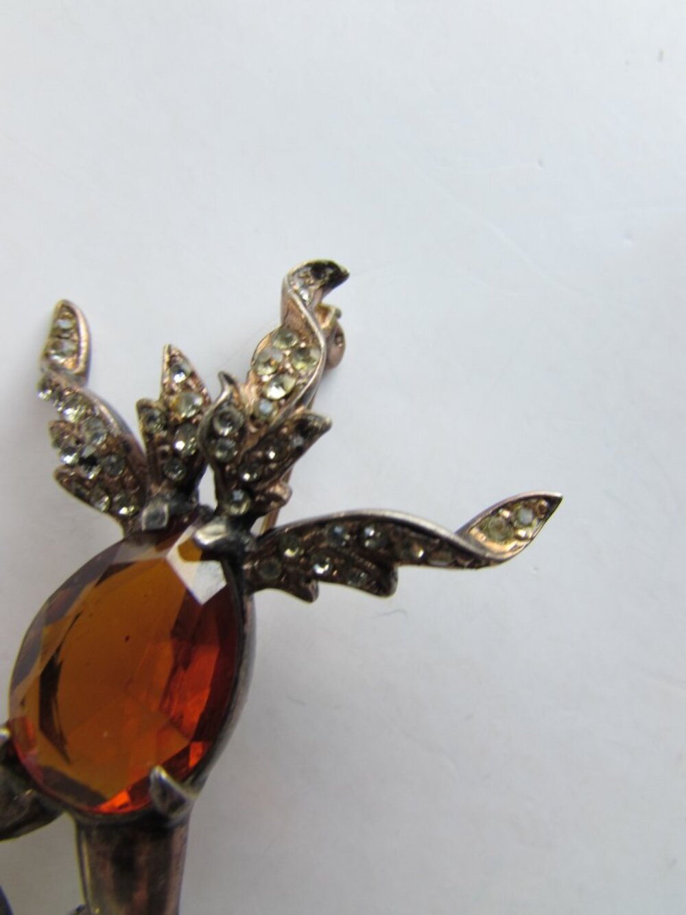 Surprising Brooch Sterling Silver Jelly Belly Rhinestone Flames - Picture 8 of 11